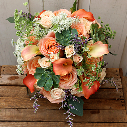 Peach Wedding Flowers, Niagara Florists